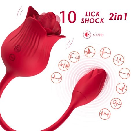 Armony - Vibratore Rosa Rossa in Silicone con Lingua Vibrante