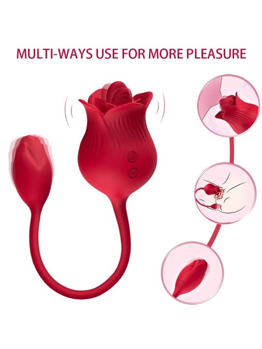 Armony - Vibratore Rosa Rossa in Silicone con Lingua Vibrante