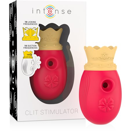 Intense Queen - Clitoral Sucker with Vibrating Tongue in Red Silicone