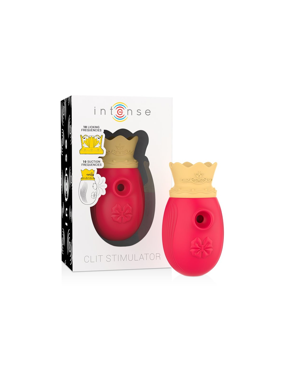 Intense Queen - Clitoral Sucker with Vibrating Tongue in Red Silicone