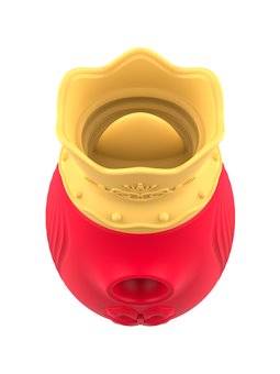 Intense Queen - Clitoral Sucker with Vibrating Tongue in Red Silicone