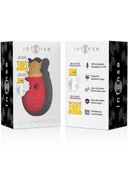 Intense Queen - Clitoral Sucker with Vibrating Tongue in Red Silicone