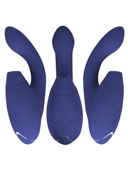 Womanizer Duo 2 - Blue Silicone Rabbit Clitoral Sucker Vibrator