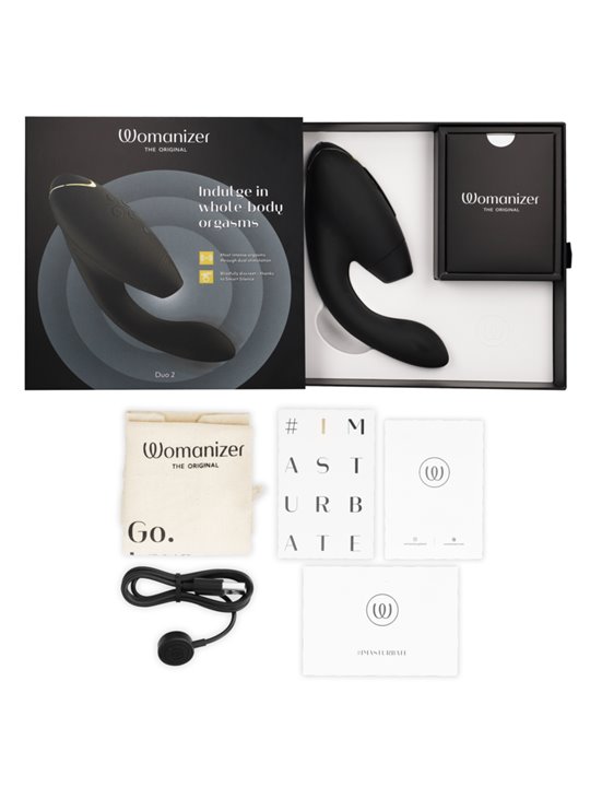 Womanizer Duo 2 - Vibratore Rabbit Succhia Clitoride in Silicone Nero