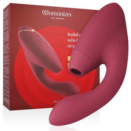 Womanizer Duo 2 - Burgundy Silicone Rabbit Clitoral Sucker Vibrator