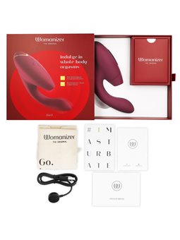 Womanizer Duo 2 - Vibratore Rabbit Succhia Clitoride in Silicone Bordeaux