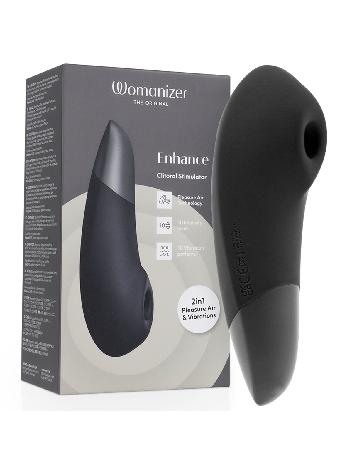 Womanizer Enhance - Black 2-in-1 Pleasure Air Clitoral Vibrator
