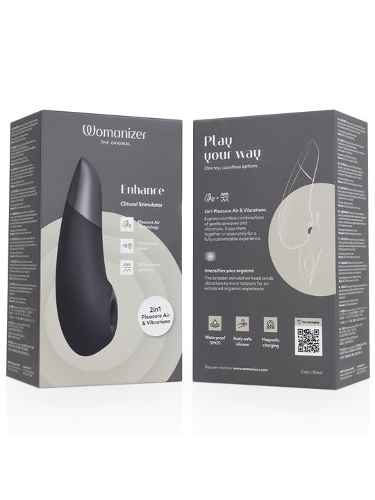 Womanizer Enhance - Vibratore Clitorideo Nero 2 in 1 Pleasure Air