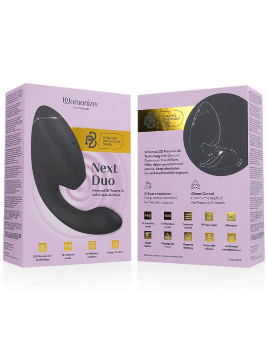 Womanizer Next Duo - Vibratore Rabbit Succhia Clitoride Nero