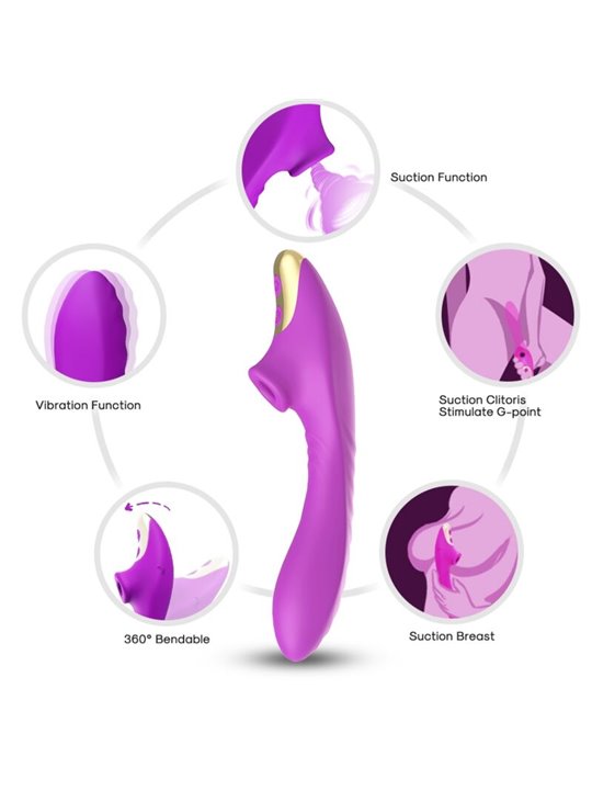 Armony Dudu - Vibratore Punto G e Succhia Clitoride in Silicone Viola