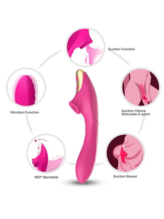Armony Dudu - Fuchsia Silicone G-Spot and Clitoral Sucker Vibrator
