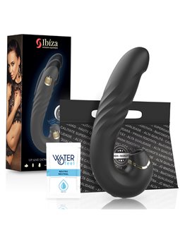 Ibiza - Black Silicone Double Up and Down and Clitoral Sucker Vibrator