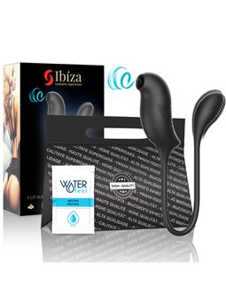 Ibiza - Double Stimulator Clitoral Sucking Vibrator in Black Silicone