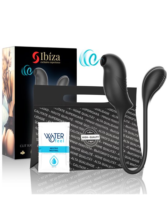 Ibiza - Doppio Stimolatore Vibratore Succhia Clitoride in Silicone Nero