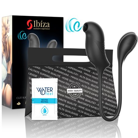 Ibiza - Doppio Stimolatore Vibratore Succhia Clitoride in Silicone Nero