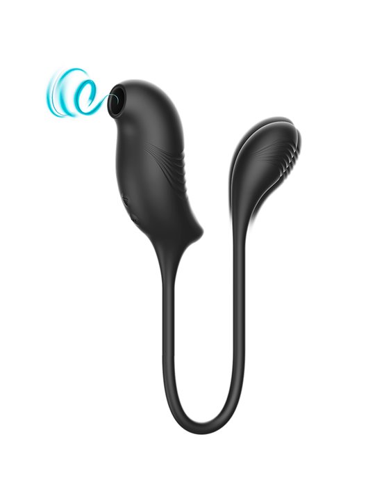 Ibiza - Doppio Stimolatore Vibratore Succhia Clitoride in Silicone Nero