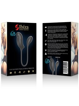Ibiza - Double Stimulator Clitoral Sucking Vibrator in Black Silicone