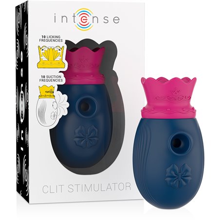 Intense Queen - Clitoral Sucker with Vibrating Tongue in Blue Silicone
