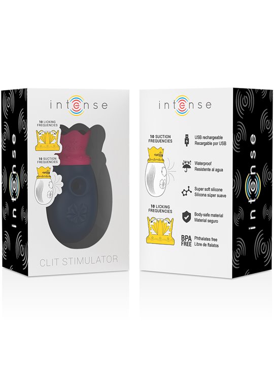 Intense Queen - Clitoral Sucker with Vibrating Tongue in Blue Silicone