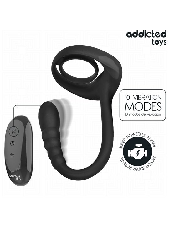 Addicted Toys - Vibrating Cock Ring with Anal Plug and Remote Control