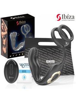 Ibiza Wiggle - Black Silicone Vibrating Anal Plug Cock Ring