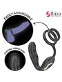 Ibiza Wiggle - Anello Fallico con Plug Anale Vibrante in Silicone Nero