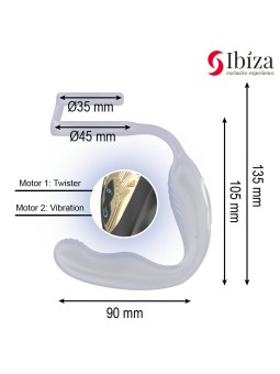 Ibiza Wiggle - Anello Fallico con Plug Anale Vibrante in Silicone Nero