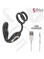Ibiza Wiggle - Anello Fallico con Plug Anale Vibrante in Silicone Nero
