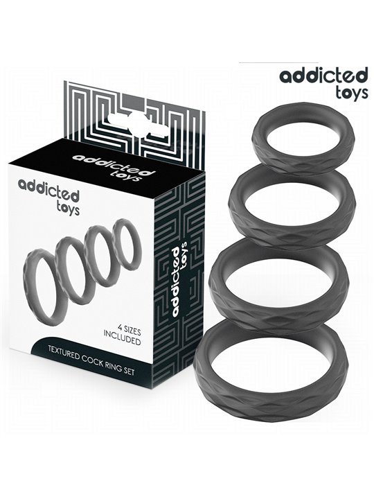 Addicted Toys - Set of Textured Cock Rings in 4 Sizes