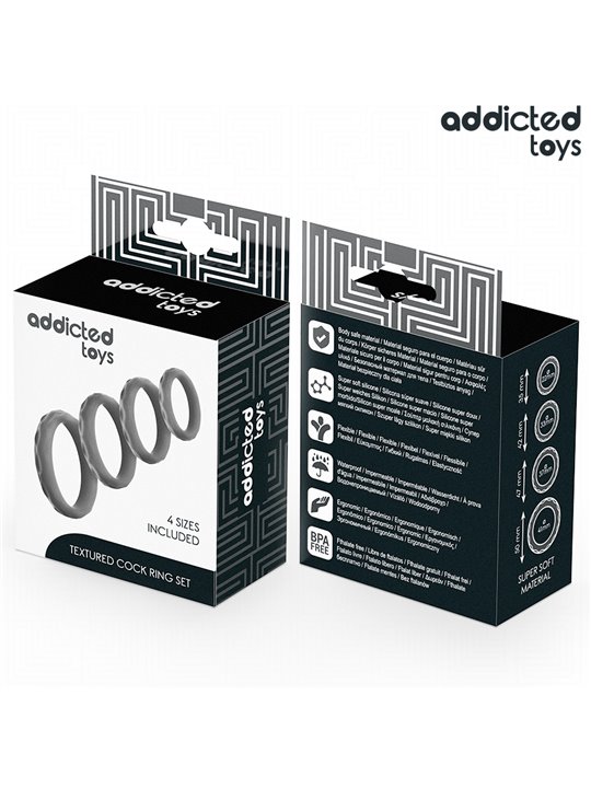 Addicted Toys - Set di Anelli Fallici Testurizzati 4 Misure