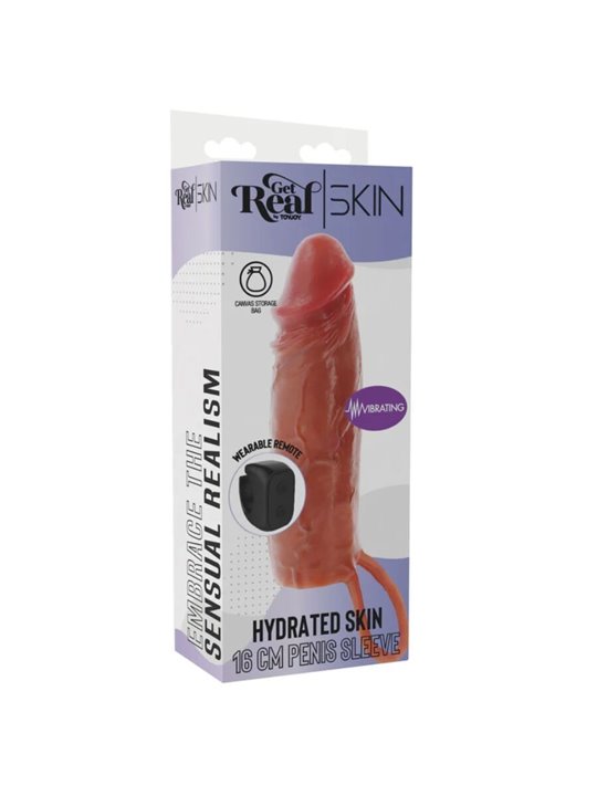 Get Real Hydrated Skin - Vibrating Silicone Penis Sleeve 16 x 4 cm