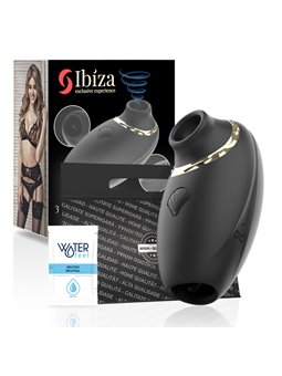Ibiza - Vibratore Succhia Clitoride in Silicone Nero con Lingua Vibrante