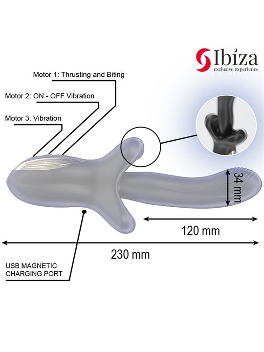 Ibiza - Vibratore Punto G in Silicone con Effetto Spinta e Morso