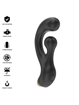 Ibiza - Vibratore Rabbit in Silicone Nero con Funzione Rotazione