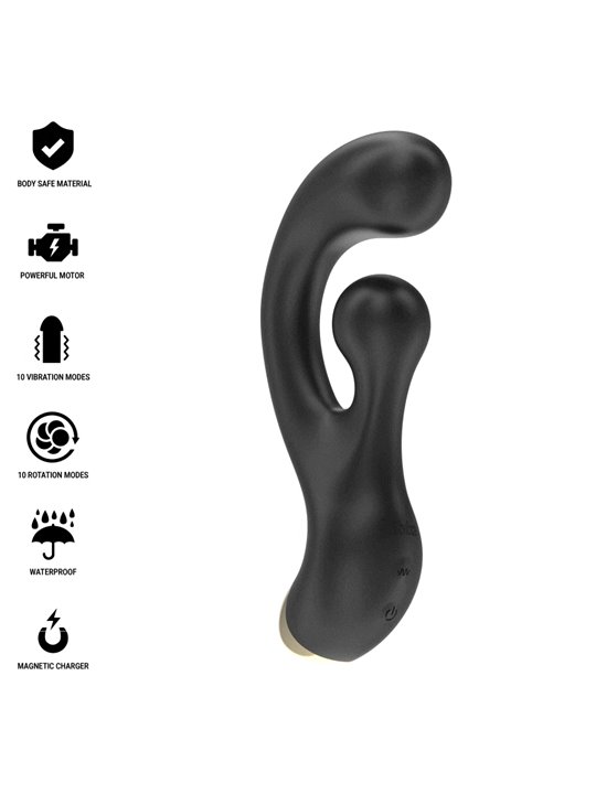 Ibiza - Vibratore Rabbit in Silicone Nero con Funzione Rotazione