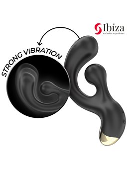 Ibiza - Vibratore Rabbit in Silicone Nero con Funzione Rotazione