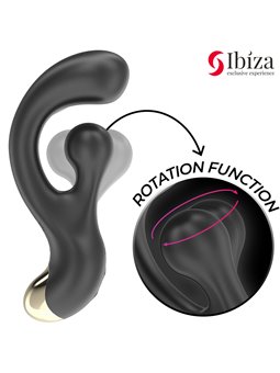 Ibiza - Vibratore Rabbit in Silicone Nero con Funzione Rotazione