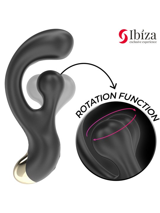Ibiza - Vibratore Rabbit in Silicone Nero con Funzione Rotazione