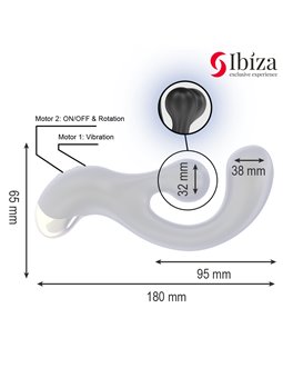 Ibiza - Vibratore Rabbit in Silicone Nero con Funzione Rotazione