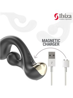 Ibiza - Vibratore Rabbit in Silicone Nero con Funzione Rotazione