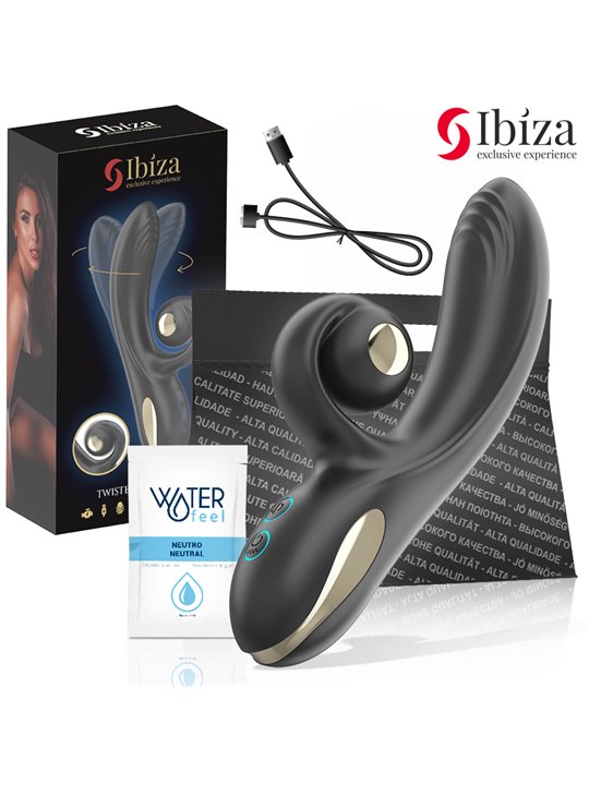 Ibiza Twister - Black Silicone Rabbit Vibrator with Vibro-Rotation