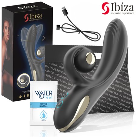 Ibiza Twister - Black Silicone Rabbit Vibrator with Vibro-Rotation