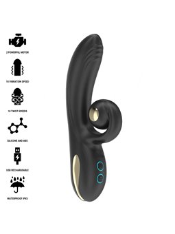 Ibiza Twister - Black Silicone Rabbit Vibrator with Vibro-Rotation