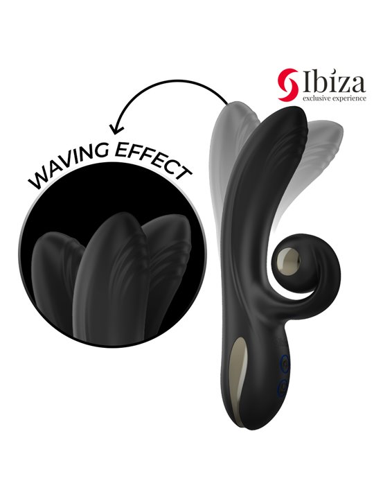 Ibiza Twister - Black Silicone Rabbit Vibrator with Vibro-Rotation