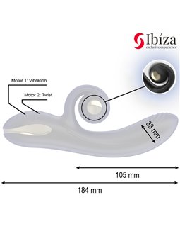 Ibiza Twister - Vibratore Rabbit in Silicone Nero con Vibro-Rotazione
