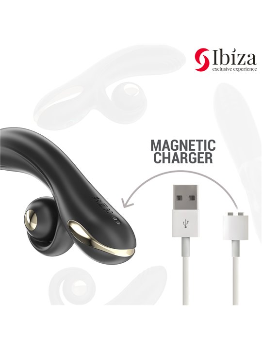Ibiza Twister - Vibratore Rabbit in Silicone Nero con Vibro-Rotazione