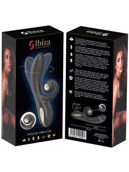 Ibiza Twister - Vibratore Rabbit in Silicone Nero con Vibro-Rotazione