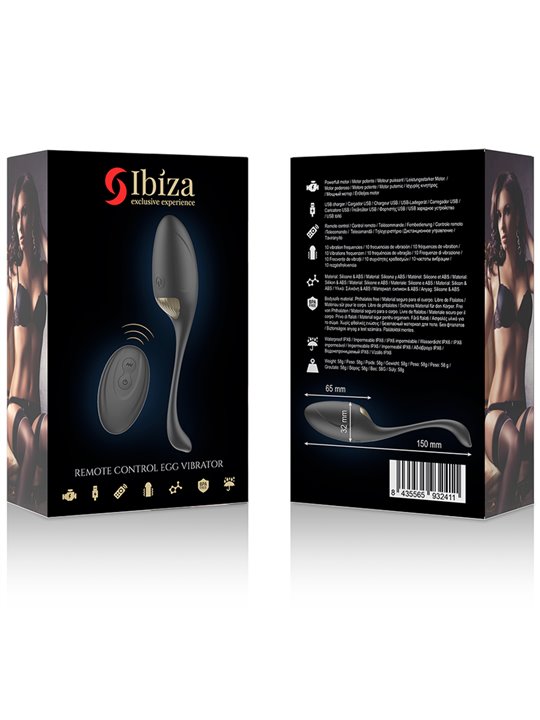Ibiza - Ovetto Vibrante in Silicone Nero con Telecomando Ricaricabile