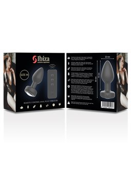 Ibiza - Plug Anale Vibrante in Silicone Nero con Telecomando Taglia M