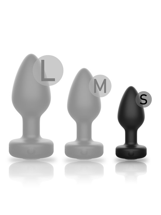 Ibiza - Black Silicone Vibrating Anal Plug with Remote Control Size S